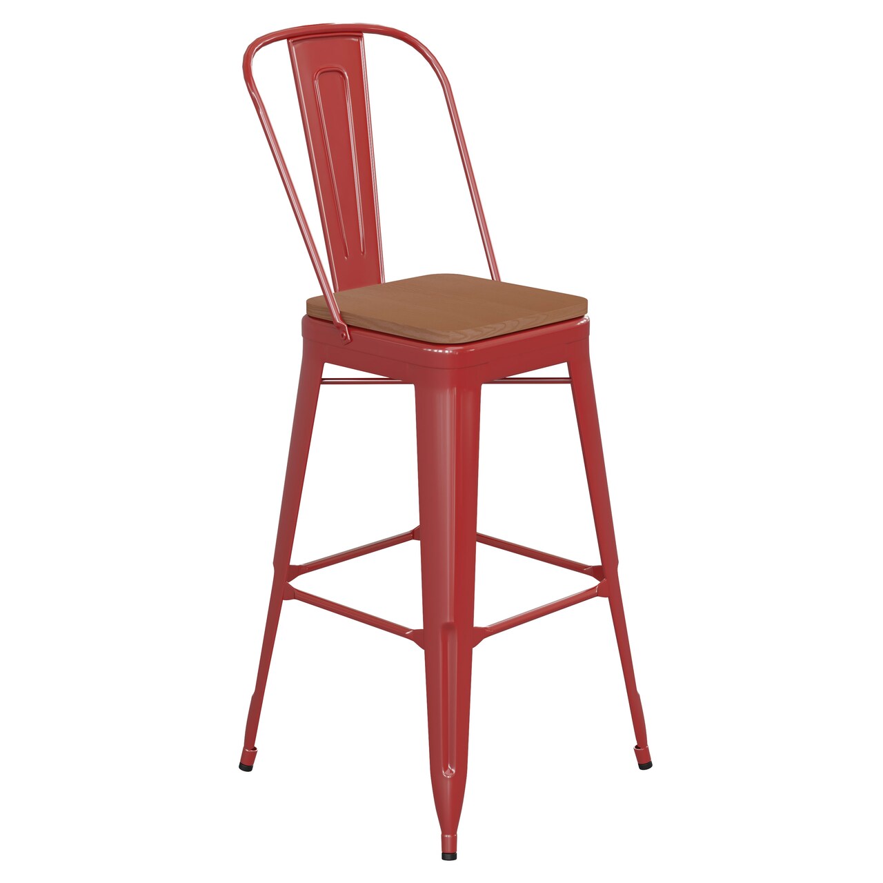 Emma and Oliver Kam Metal Indoor-Outdoor Stool with Removable Back and All-Weather Polystyrene Seat